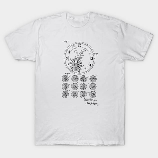 Clock Calendar Vintage Patent Hand Drawing T-Shirt by TheYoungDesigns